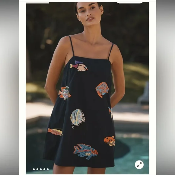 Anthropologie Celandine Sea Life Embroidered Mini Dress - Picture 6 of 7